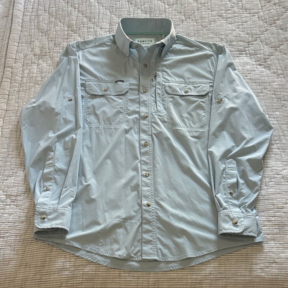 Poncho “the fishing shirt” in light blue